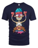 Victorious Nerd Fighter King Boxing Belt Graphic Tshirt - navy t-shirt on white background