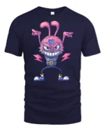 Radical Electric Monster Bunny Lightning Bolt Graphic Tee - navy t-shirt on white background