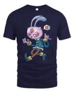 Quirky Interstellar Hare Golden Bracelets Graphic T shirt - navy t-shirt on white background