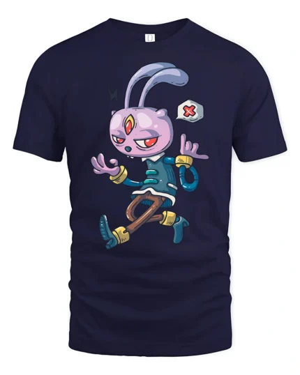 Quirky Interstellar Hare Golden Bracelets Graphic T shirt - navy t-shirt on white background