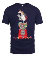 Charming Scholarly Unicorn Reading Newspaper Gumball Tshirt - navy t-shirt on white background