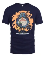 Whimsical Wizard Ogre Drunk Baseball Player Graphic Tshirt - navy t-shirt on white background