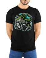 Radical BMX Gator Extreme Sports Alligator Graphic Tshirt - model wearing black tee with hands behind back