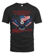 United States Semiquincentennial 1776 American Flag Tshirt - black t-shirt on white background