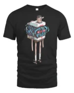 Funny Living Luggage Chest Cute Face Long Legs Graphic Tee - black t-shirt on white background