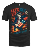Amusing Freedom’s On Fire George Washington Patriotic T shirt - black t-shirt on white background