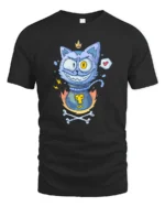 Mischievous Cat Potion Bottle Magic Crown Graphic Tshirt - black t-shirt on white background