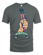Sarcastic Go Vegan Fist Holding Cartoon Carrot Graphic Tee - gray t-shirt on white background