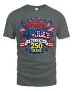 Festive Patriotic 4th Of July Est 1776 250 Years Graphic Tee - gray t-shirt on white background