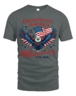 United States Semiquincentennial 1776 American Flag Tshirt - gray t-shirt on white background