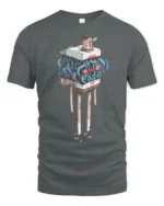 Funny Living Luggage Chest Cute Face Long Legs Graphic Tee - gray t-shirt on white background