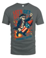 Amusing Freedom’s On Fire George Washington Patriotic T shirt - gray t-shirt on white background