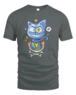Mischievous Cat Potion Bottle Magic Crown Graphic Tshirt - gray t-shirt on white background