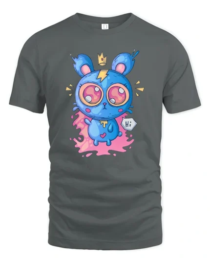Adorable Electric Monster Crown Pink Splat Graphic Tshirt - gray t-shirt on white background