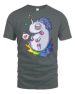 Chubby Tired Rainbow Unicorn Sarcastic Fantasy Graphic Tee - gray t-shirt on white background
