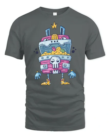 Sarcastic Walking Treasure Chest Mimic Monster Graphic Tee - gray t-shirt on white background