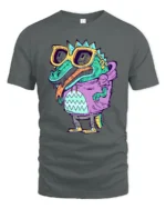 Radical Swag Gator Purple Hoodie Cartoon Graphic Tshirt - gray t-shirt on white background