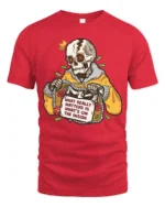 Funny Skeleton Yellow Hoodie Whats On The Inside Tshirt - red t-shirt on white background