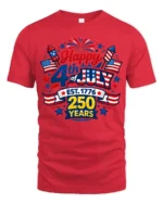 Festive Patriotic 4th Of July Est 1776 250 Years Graphic Tee - red t-shirt on white background