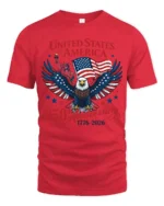 United States Semiquincentennial 1776 American Flag Tshirt - red t-shirt on white background