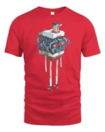 Funny Living Luggage Chest Cute Face Long Legs Graphic Tee - red t-shirt on white background