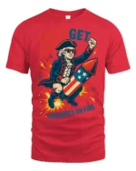 Amusing Freedom’s On Fire George Washington Patriotic T shirt - red t-shirt on white background