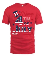 Festive Fourth Of July Uncle Sam Top Hat Holiday Graphic Tee - red t-shirt on white background