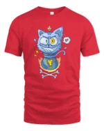 Mischievous Cat Potion Bottle Magic Crown Graphic Tshirt - red t-shirt on white background