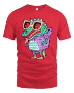 Radical Swag Gator Purple Hoodie Cartoon Graphic Tshirt - red t-shirt on white background