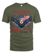 United States Semiquincentennial 1776 American Flag Tshirt - military green t-shirt on white background