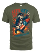 Amusing Freedom’s On Fire George Washington Patriotic T shirt - military green t-shirt on white background