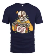 Funny Skeleton Yellow Hoodie Whats On The Inside Tshirt - navy t-shirt on white background