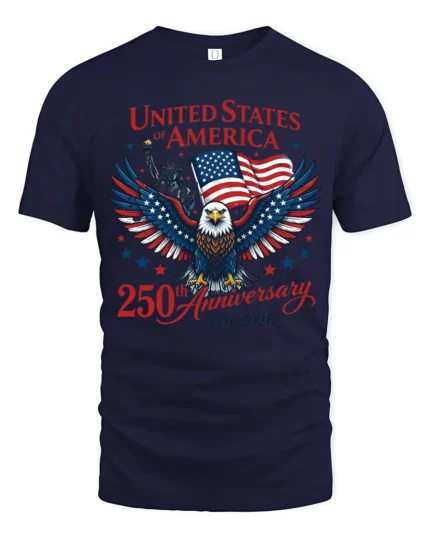 United States Semiquincentennial 1776 American Flag Tshirt - navy t-shirt on white background