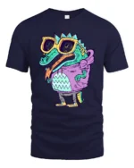 Radical Swag Gator Purple Hoodie Cartoon Graphic Tshirt - navy t-shirt on white background