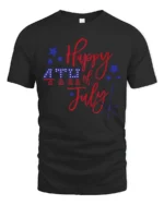 Festive Happy 4th Of July Script Font Sparkler Graphic Tee - black t-shirt on white background