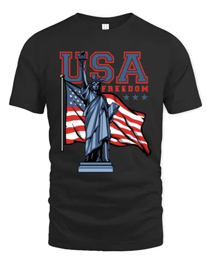 Patriotic Statue Of Liberty USA Freedom National Pride Tee - black t-shirt on white background