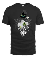 Steampunk Dragonfly Skeleton Top Hat Pocket Watch Tshirt - black t-shirt on white background