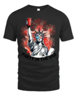 Festive Lady Liberty Red Solo Cup Patriotic Holiday Tee - black t-shirt on white background