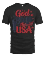 Patriotic God Bless The USA Lady Liberty Graphic Tshirt - black t-shirt on white background