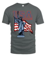Patriotic Statue Of Liberty USA Freedom National Pride Tee - gray t-shirt on white background
