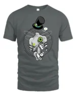 Steampunk Dragonfly Skeleton Top Hat Pocket Watch Tshirt - gray t-shirt on white background
