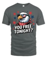 Witty Bald Eagle Star Spangled Banner Graphic T shirt - gray t-shirt on white background