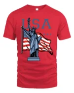 Patriotic Statue Of Liberty USA Freedom National Pride Tee - red t-shirt on white background