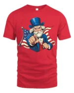 Iconic Uncle Sam Wants You Patriotic Flag Graphic Tshirt - red t-shirt on white background