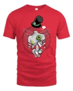 Steampunk Dragonfly Skeleton Top Hat Pocket Watch Tshirt - red t-shirt on white background
