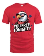 Witty Bald Eagle Star Spangled Banner Graphic T shirt - red t-shirt on white background