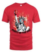 Festive Lady Liberty Red Solo Cup Patriotic Holiday Tee - red t-shirt on white background