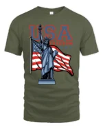 Patriotic Statue Of Liberty USA Freedom National Pride Tee - military green t-shirt on white background