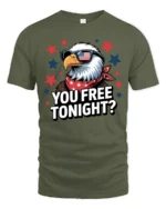 Witty Bald Eagle Star Spangled Banner Graphic T shirt - military green t-shirt on white background