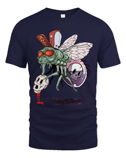 Grotesque Parasite Insect Skull Hunter Horror Graphic Tee - navy t-shirt on white background